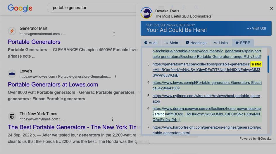A new parameter ?srsltid= was noticed in Google Search Results