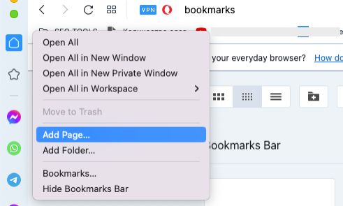 Install bookmarklet in Opera Browser