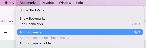 Add bookmarks in Safari