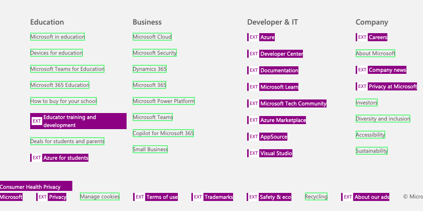 SEO Bookmarklets, Useful list