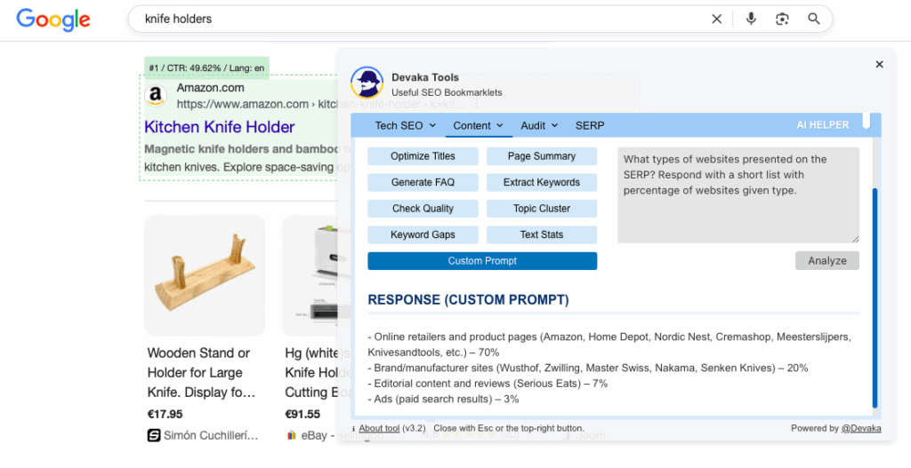 AI Helper on the Google SERP